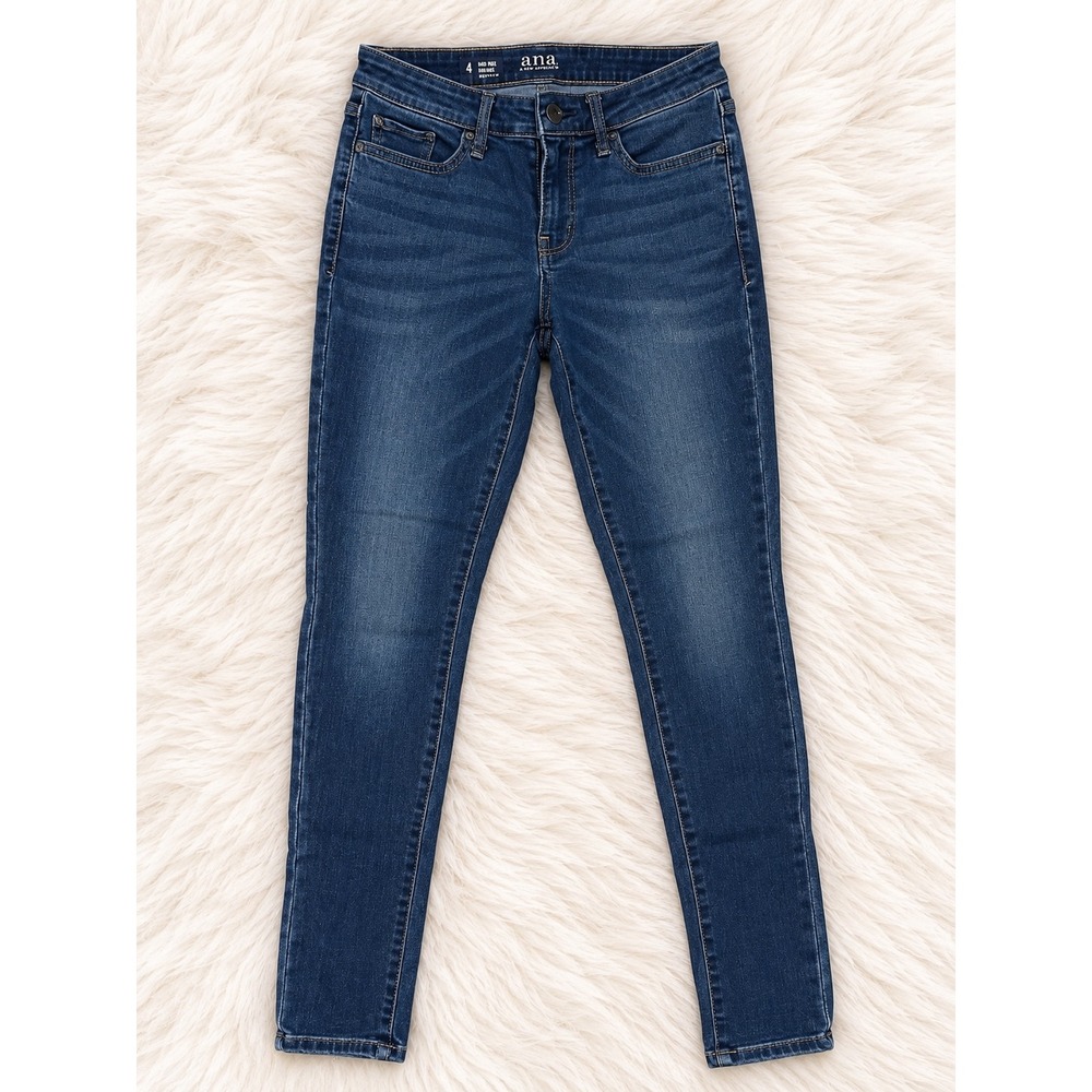a.n.a Women's Jeans Size 4 Mid Rise Dark Blue Stretch Denim